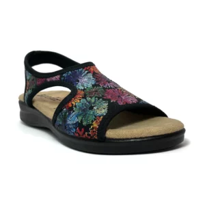 euroflex tuscany sandal black floral 1