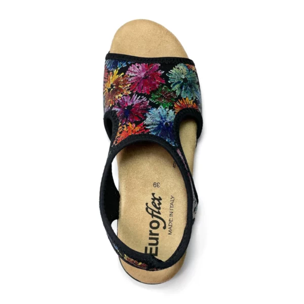 euroflex tuscany sandal black floral 6