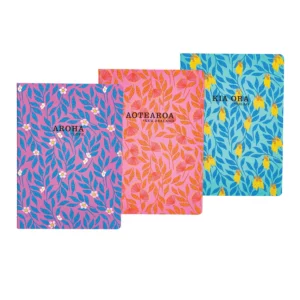 notebooks soft cover kia ora florals patterns a5 3pk