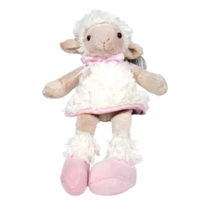 sheep sitting with dress and pink ribbon