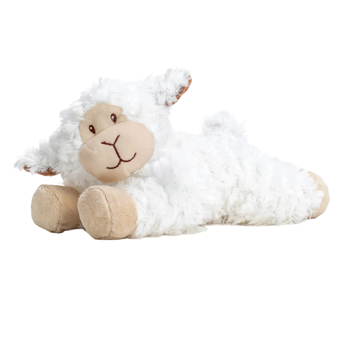 sheep toy lying with brown ears medium 25cm