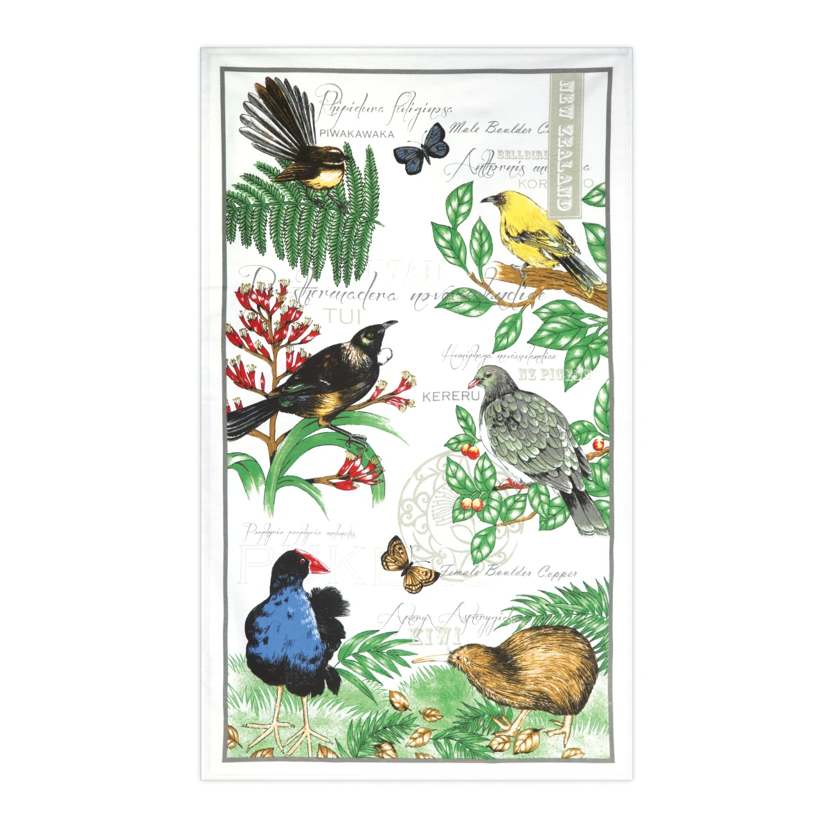 tea towel birds of new zealand