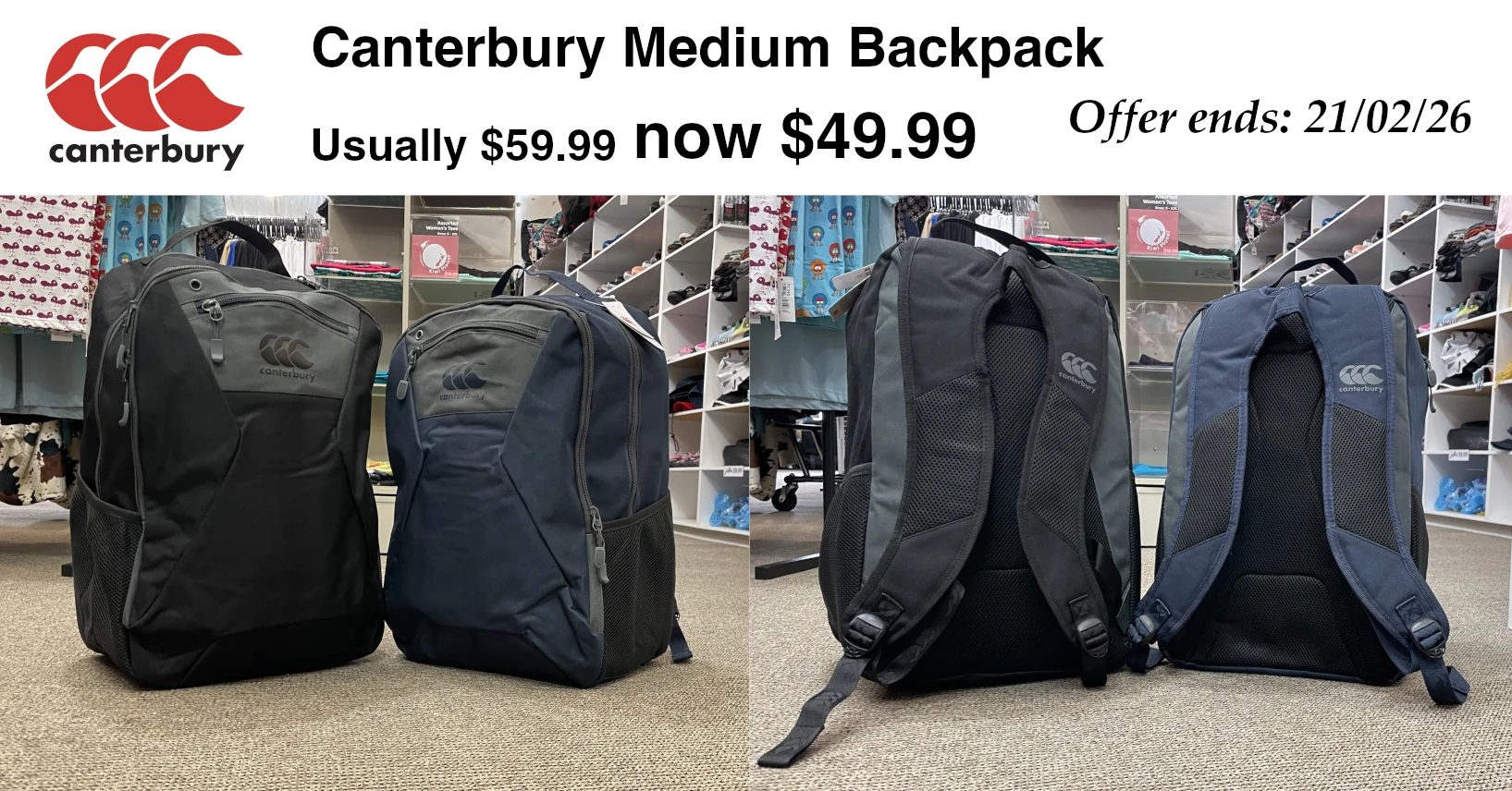 canterbury medium backpack 49.99