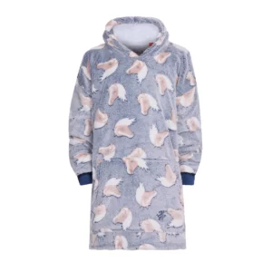 kid's horse snuggle hoodie greyblue 1