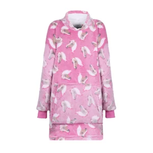 kid's horse snuggle hoodie pink 1