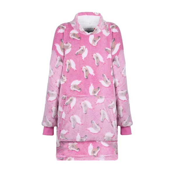kid's horse snuggle hoodie pink 1