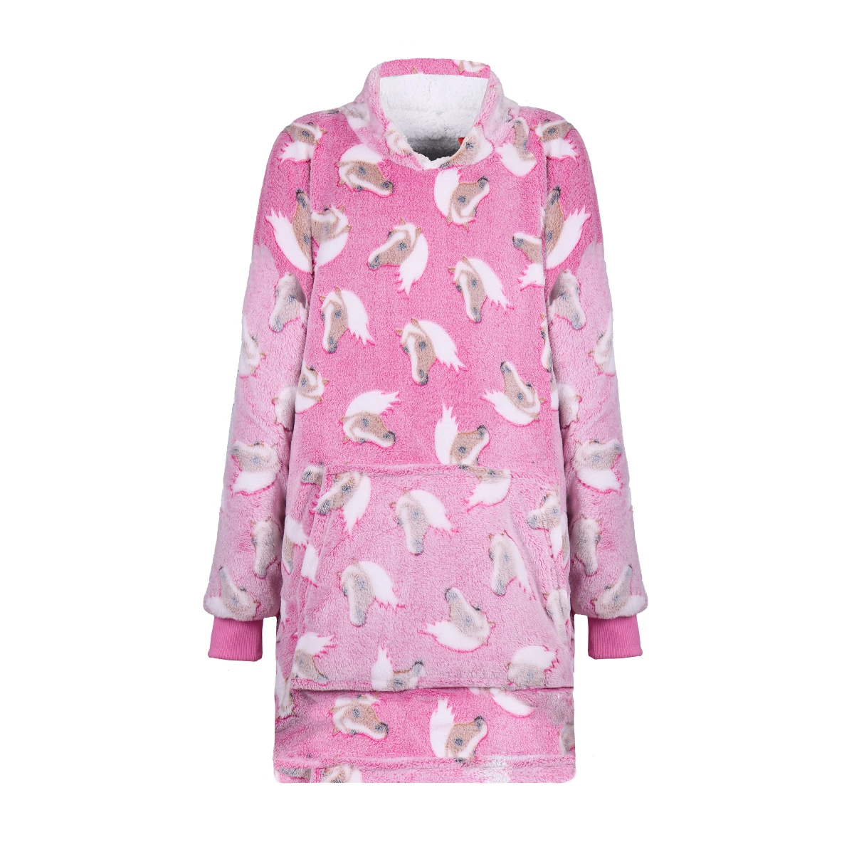 kid's horse snuggle hoodie pink 1