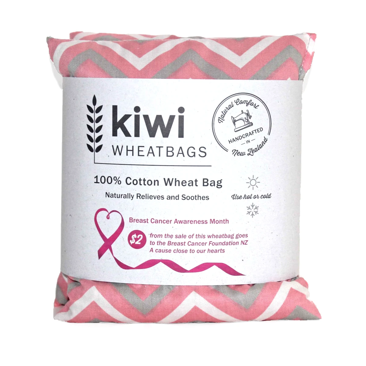 pink zig zag wheat bag pink ribbon 1