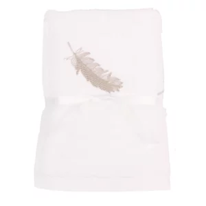 feather embroidered hand towel