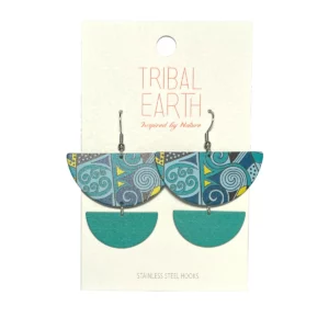 tribal earth blue koru earring set