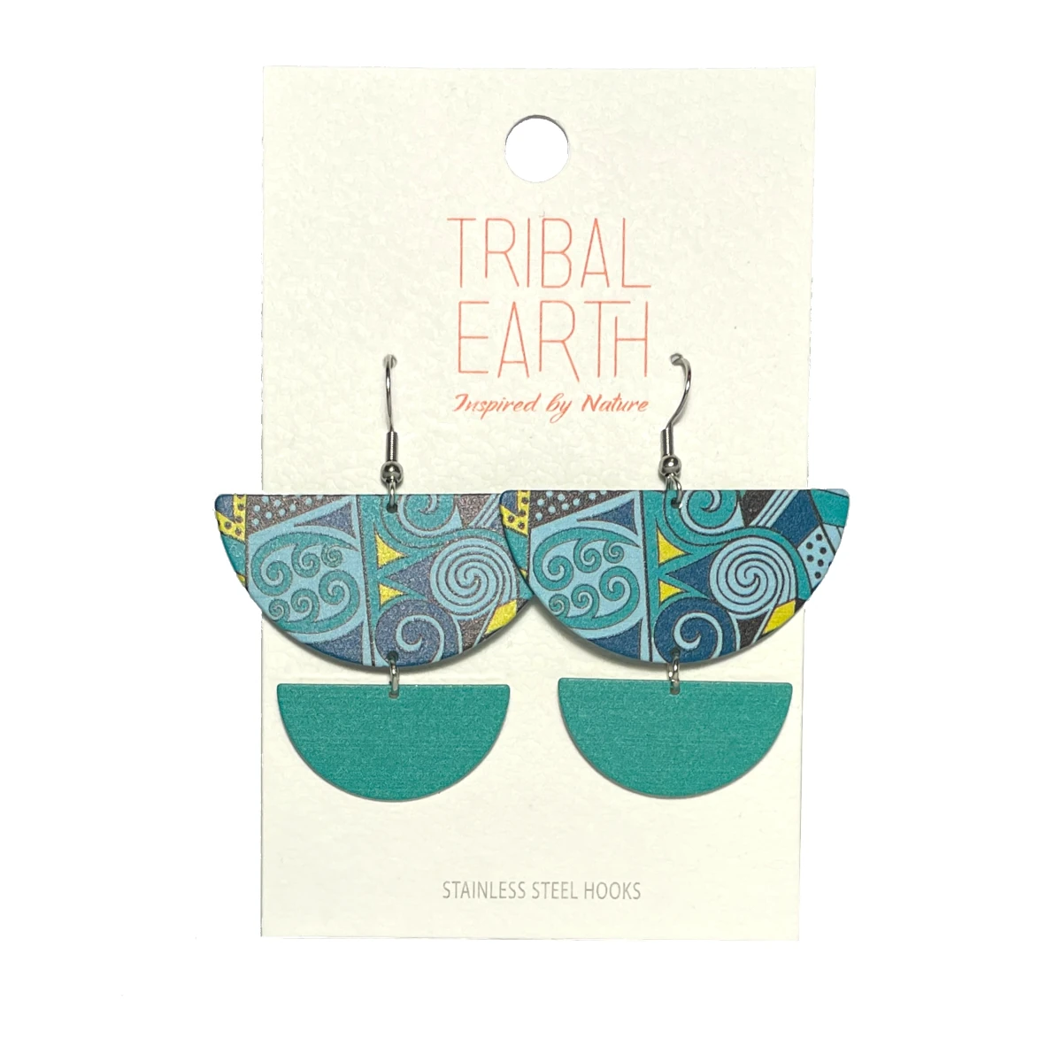 tribal earth blue koru earring set