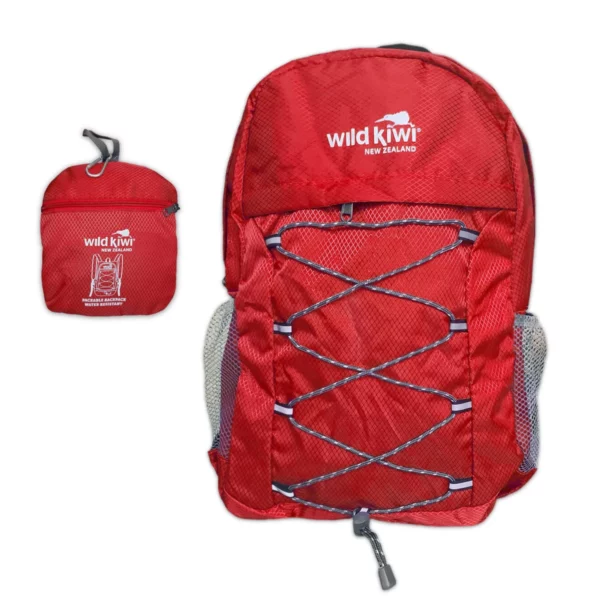 wild kiwi water resistant packable backpack red 352ks 1