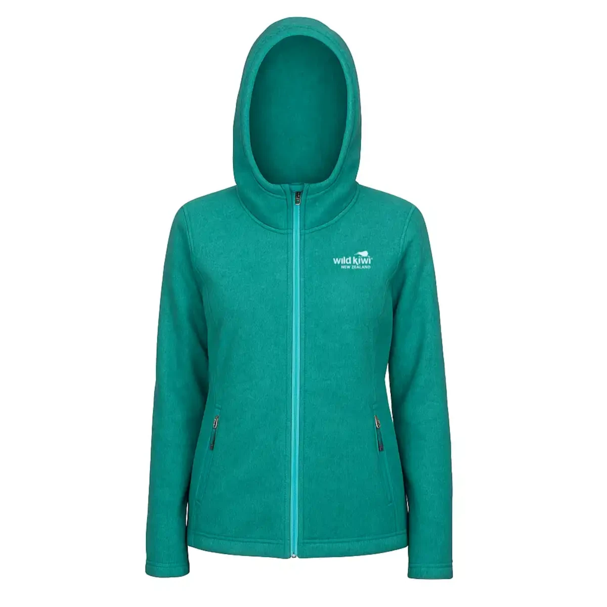 wild kiwi womens micro fleece hoodie green marle 1