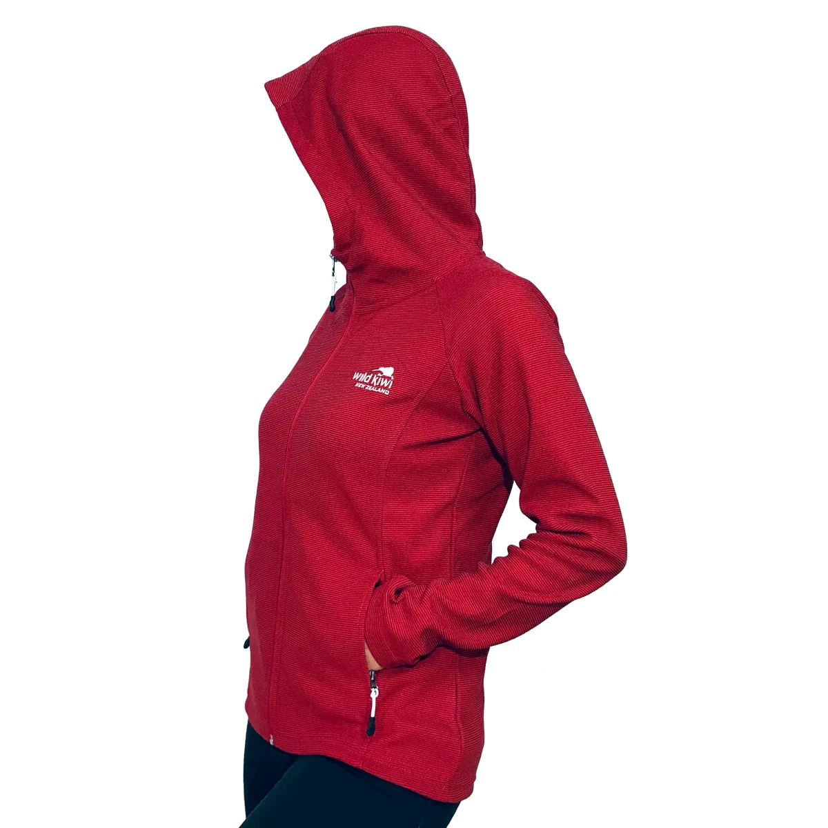 wild kiwi womens micro fleece hoodie maroon marle 2