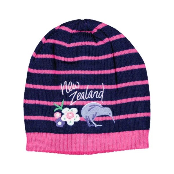 bckbfn beanie childs kiwi and bouquet flowers navy