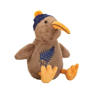 ktsnb kiwi toy sitting with navy beanie and fern 23cm