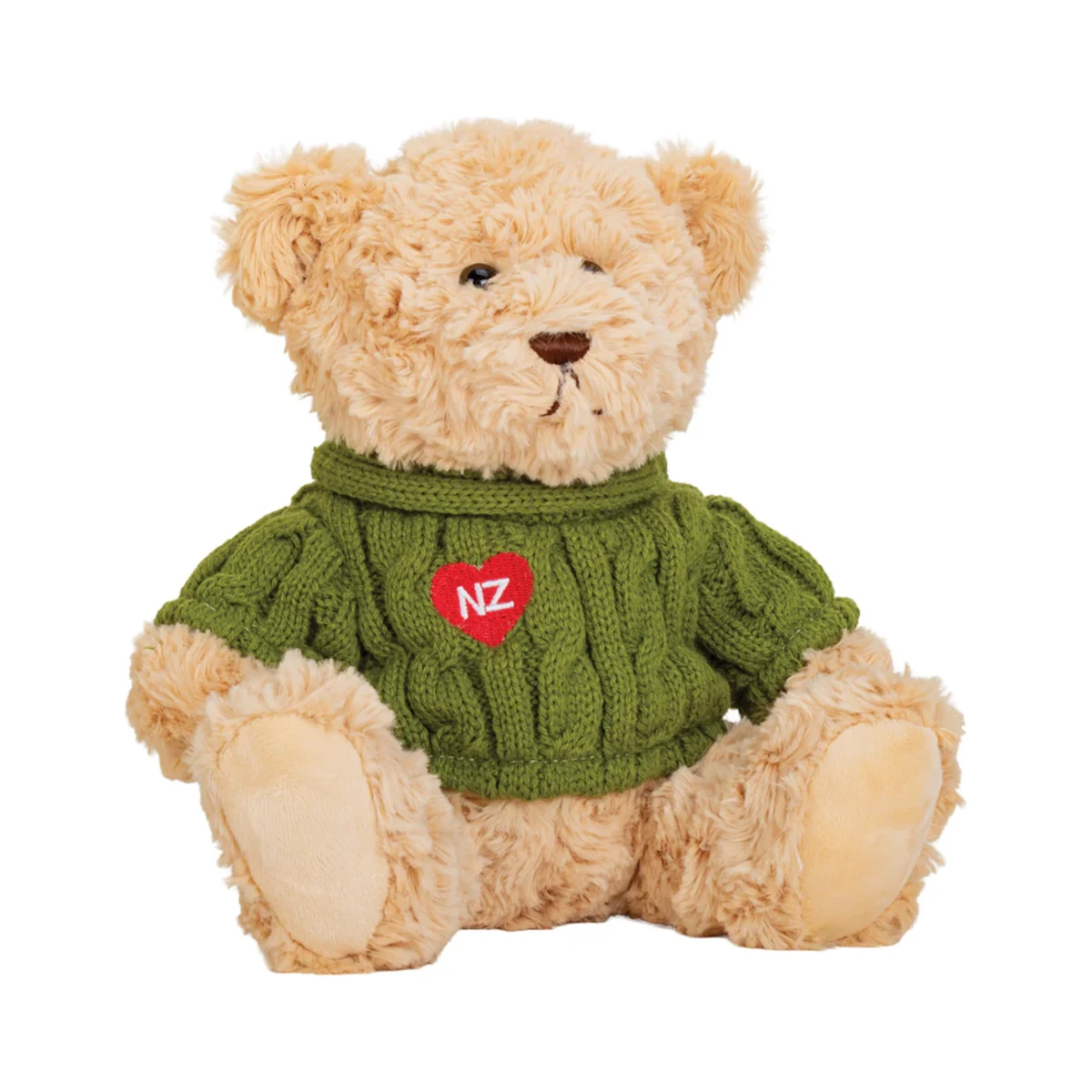 tbgjh teddy bear green knitted jumper with nz heart 20cm