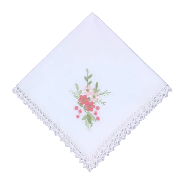 trirex embroidered hankie posy pink
