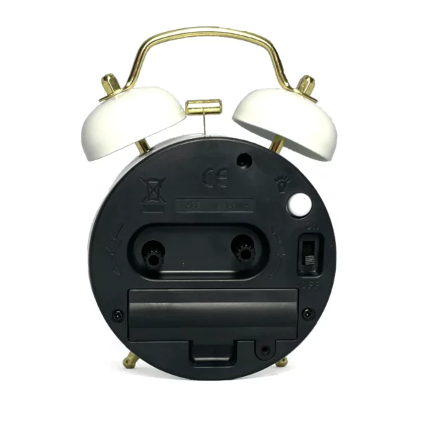 twin bells alarm clock white 2