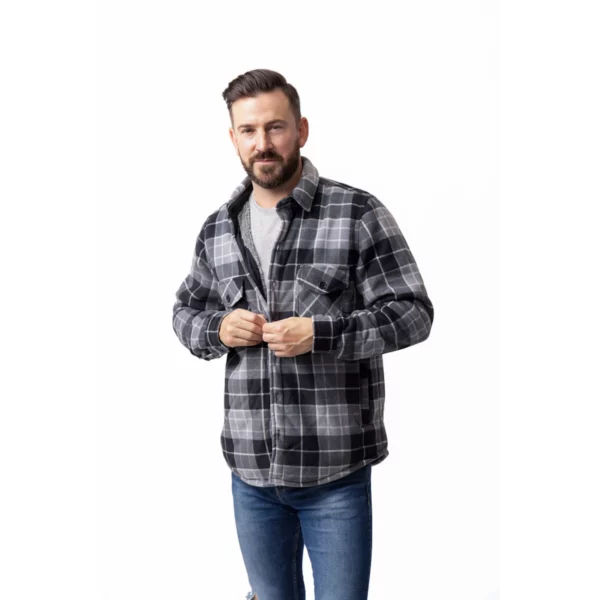 heat holders plaid lumberjack shirt jacket black grey 1