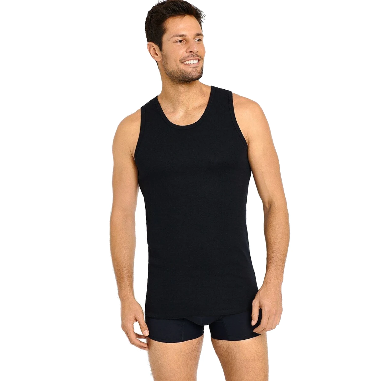 jockey athletic singlet black jcmt094 2