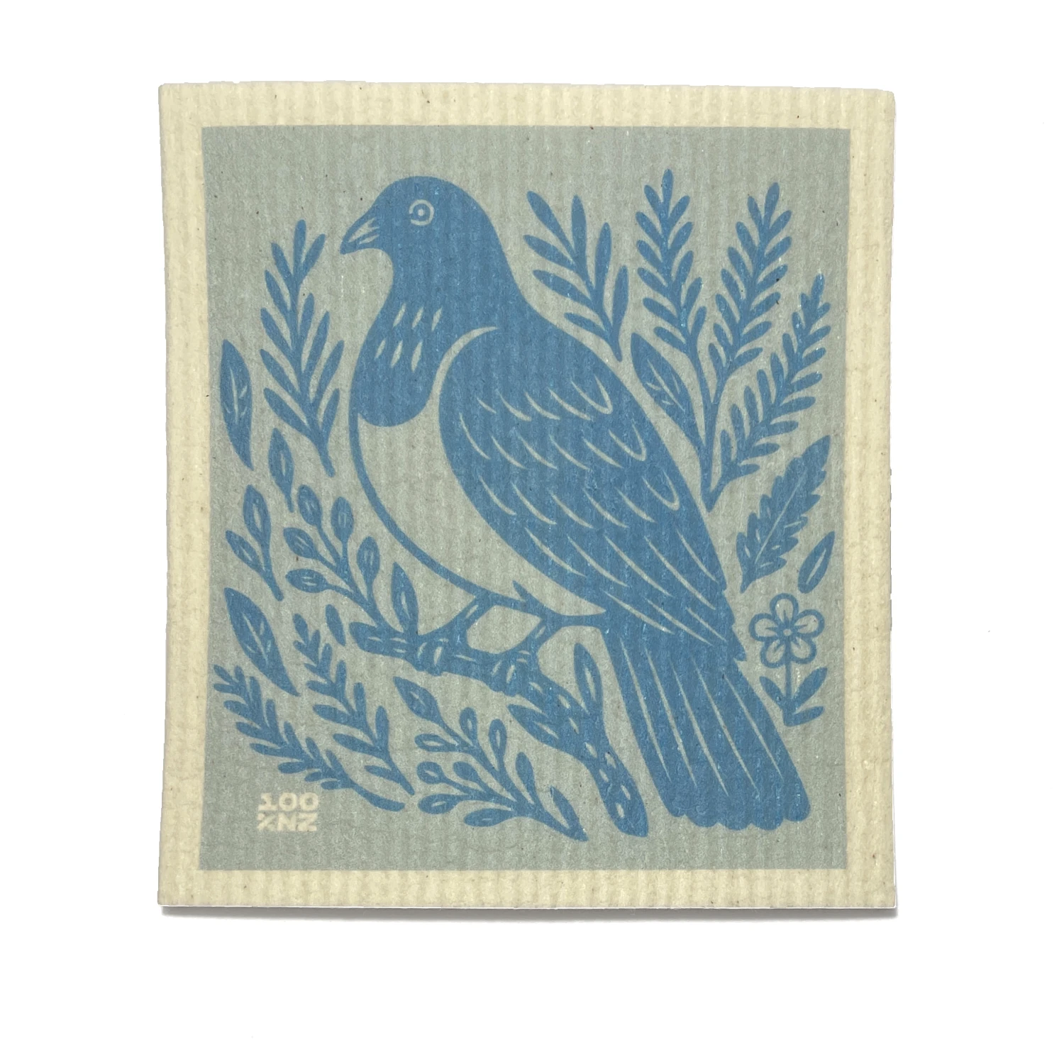 100%nz pack of 3 swedish dishcloths nz woodcut birds 1
