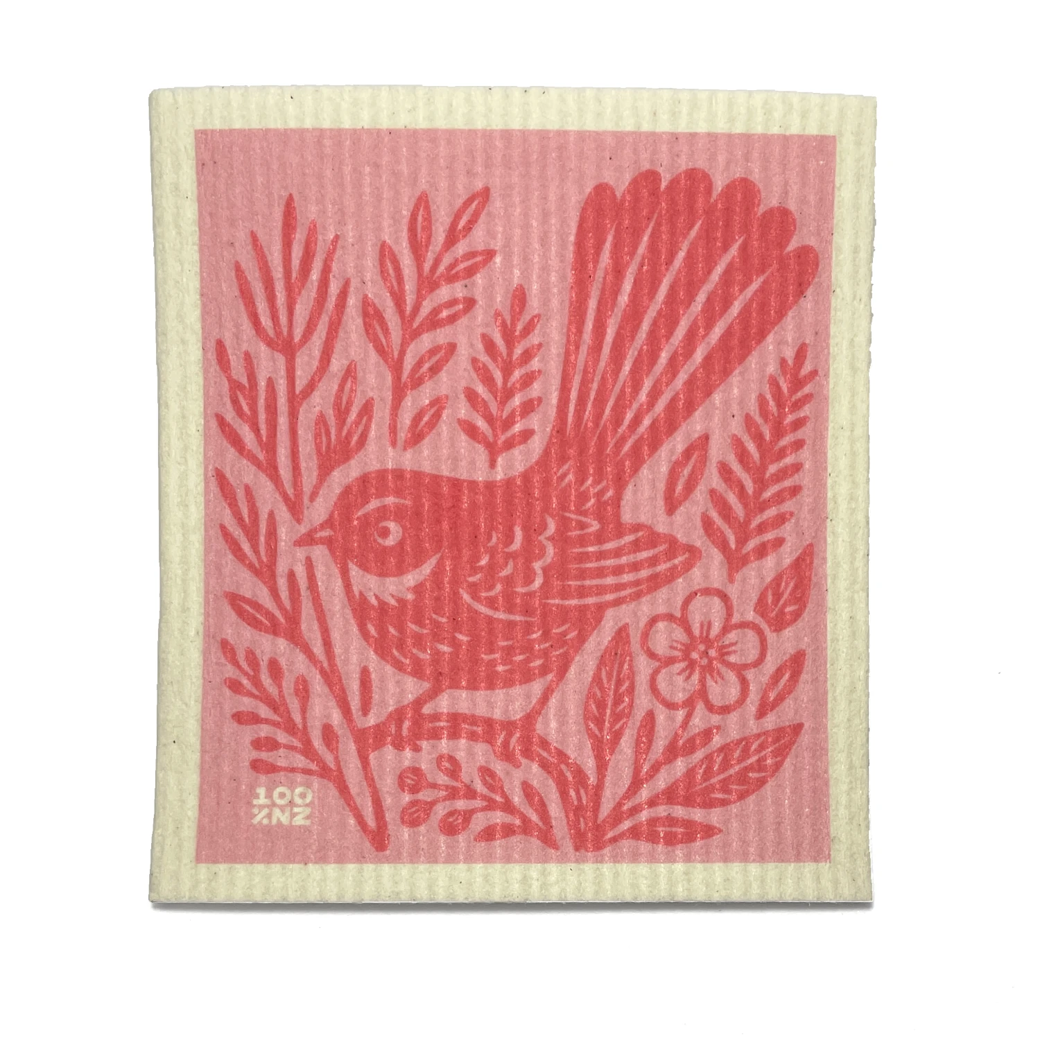100%nz pack of 3 swedish dishcloths nz woodcut birds 2