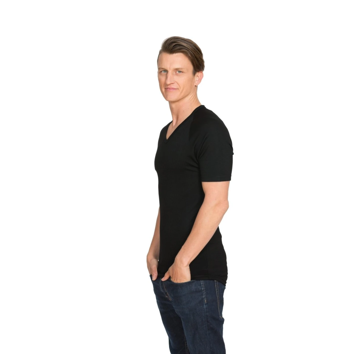 brass monkeys short sleeve v neck black bmv003 2